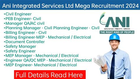 Ani Integrated Services Ltd Vacancy For Civil Mechanical