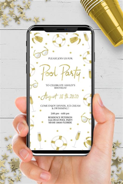 Pool Party Virtual Invitation Pool Party Ideas Pool Party Sign Editable