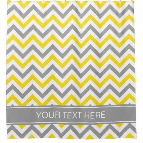 Yellow Gray Wht Lg Chevron Dk Gray Name Monogram Shower Curtain Zazzle