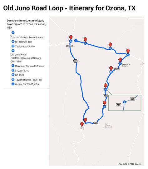 Old Juno Road Itinerary :: Ozona, Texas - Ozona Texas Map - Printable Maps