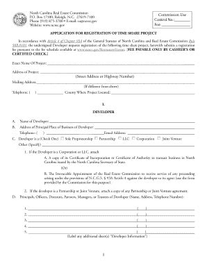 Fillable Online Ncrec Application For Registration Of Time Share