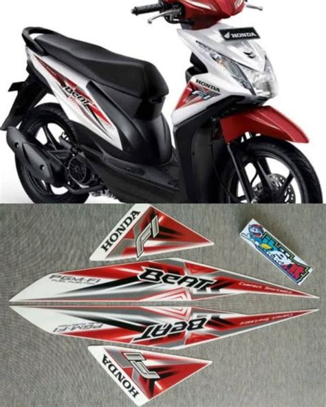 Jual STIKER STRIPING LIS STANDAR ORI NEW HONDA BEAT F1 FI PUTIH TAHUN