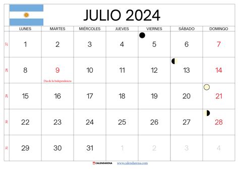 Calendario Julio Argentina