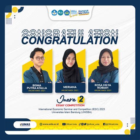 Tiga Mahasiswa Unila Raih Juara Lomba Esai Internasional Promosikan