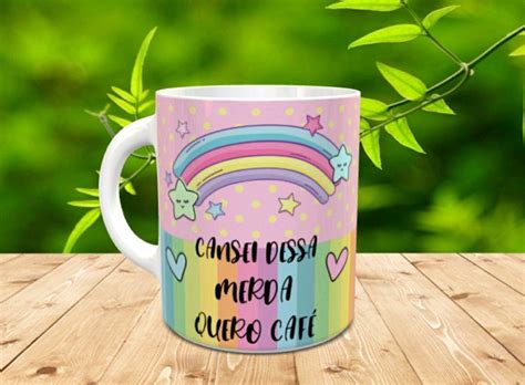 Caneca Unicórnio Malcriado Cansei Dessa Merda Quero Café Elo7