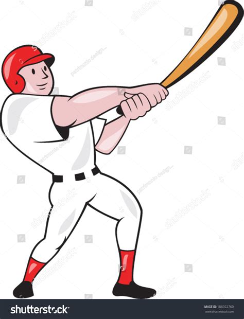 Illustration American Baseball Player Batter Hitter Stock Vector