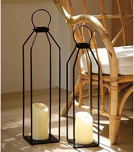 Amazon Hpc Decor Black Metal Candle Lanterns Set Of Lanterns