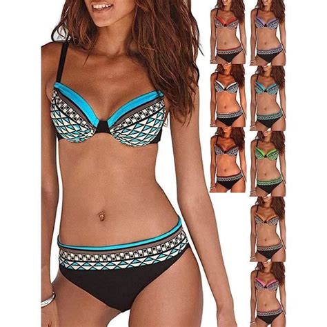 Maillot de Bain Femme 2 PièCes Sexy Bikini Tankinis Dos Nu Sport