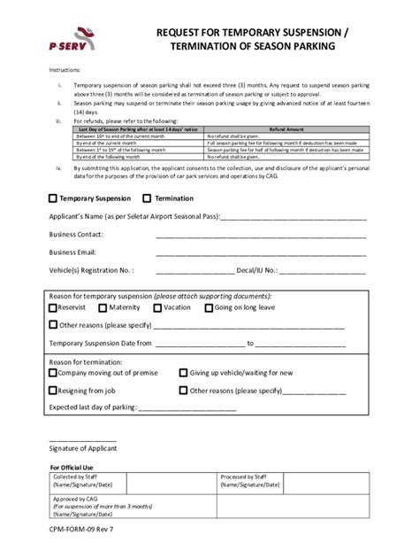 Fillable Online 20 June Cpm Form 09r7 Request For Temporary Suspension