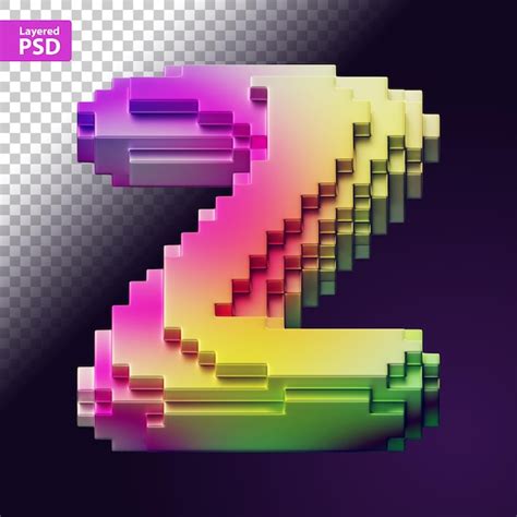 Premium Psd 3d Letter Made Of Colorful Pixels