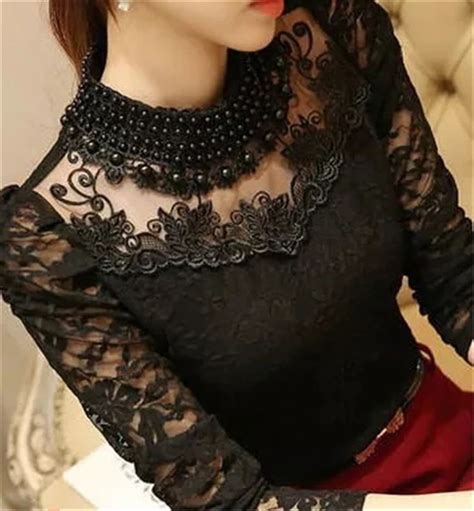 Buy 2018 Sexy Lace Chiffon Tops Autumn Women Blouses