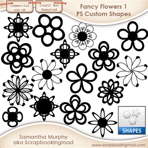 Fancy Flowers 1 Photoshop Custom Shapes .CSH by scrapbookingmad on ...