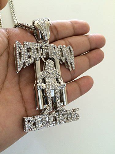 Mens Iced Out Hiphop Silver Tupac Deathrow Records Pendant Franco Chain ...