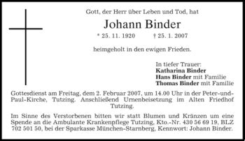 Traueranzeigen Von Johann Binder Trauer Merkur De