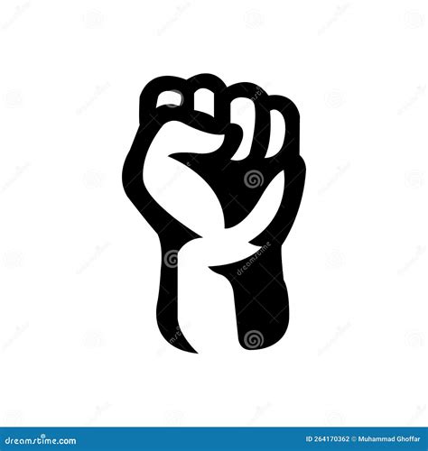 Silhouette Raised Fist Hand Clenched Protest Punch Vector Icon Logo Illustration Isolated On