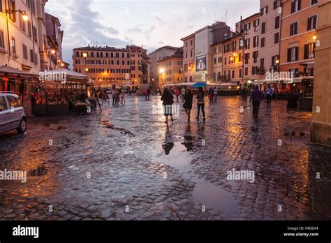 Campo De Fiori Square At Dusk Rome Italy Stock Photo Alamy