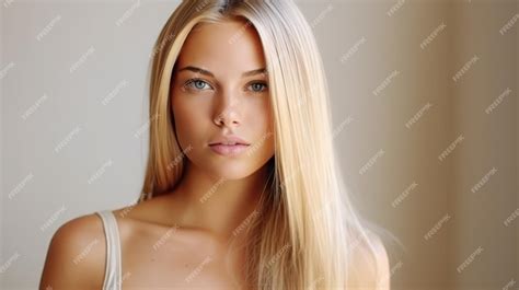 Blond Hair Beautiful Model Illustration Ai Generativexa Premium Ai