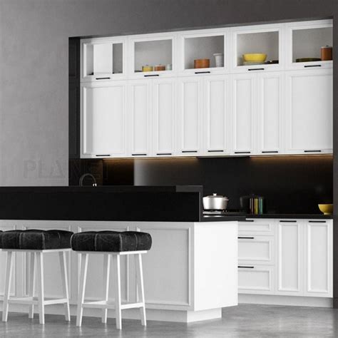 Custom Solid Wood American Style White Shaker Doors Hanging Kitchen