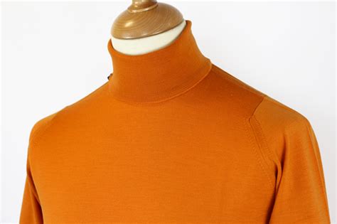 John Smedley Belvoir Retro 60s Mod Roll Neck Jumper Squash