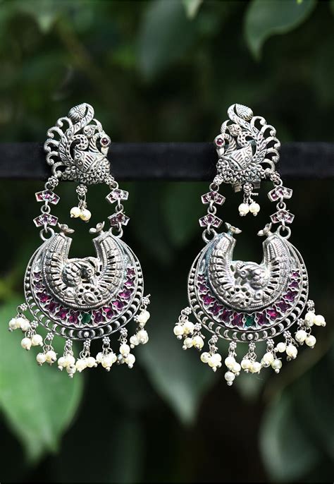 Buy Silver Look Alike Earrings Online JTU1125 Utsav Fashion