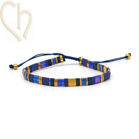 Kit Bracelet Avec Miyuki Perles Tila Cobalt Gold