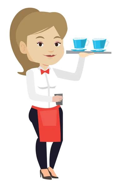 Waitress With Tray Vector Art Stock Images Depositphotos