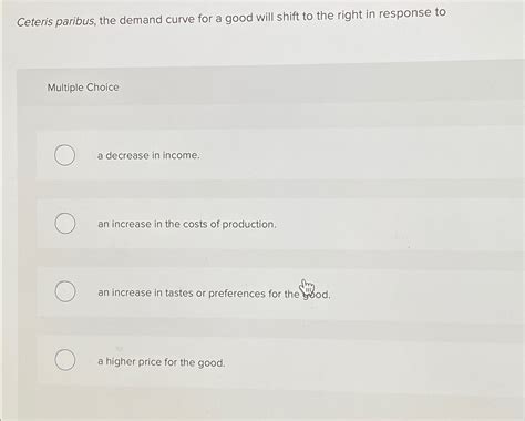 Solved Ceteris Paribus The Demand Curve For A Good Will Chegg