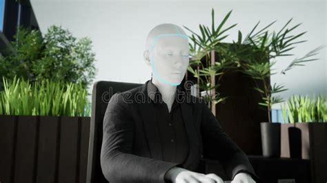 3d Animation Of Humanoid Robots Working In Modern Office Future