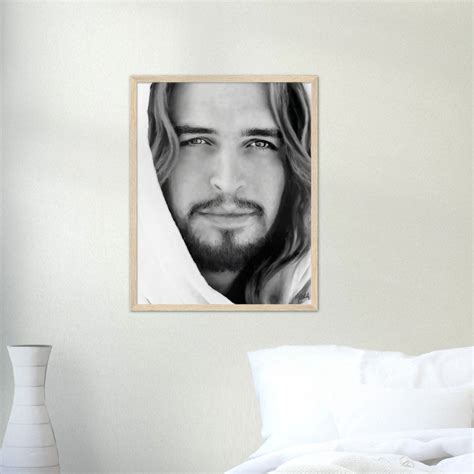 Jesus Christ Wooden Frame Portrait Print Jesus Painting Etsy