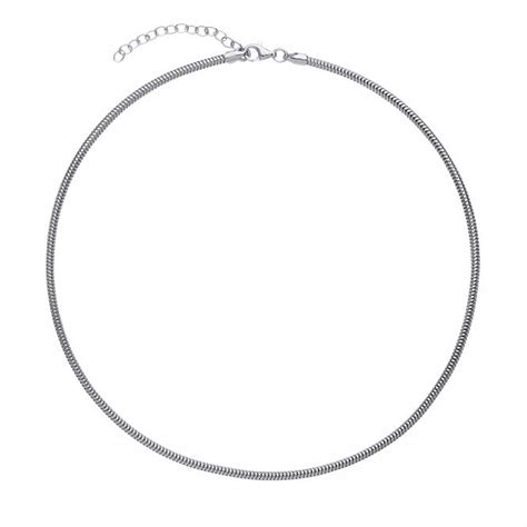 925 Sterling Silver Rhodium Plated Round Link Snake Chain Silver