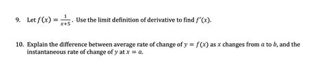 Solved 9 Let F X X 51 Use The Limit Definition Of