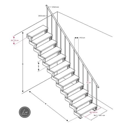 Escalier extérieur Garden Top Sogem 7 marches brun largeur 80