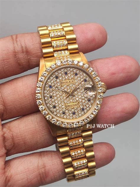 Rolex Lady Datejust 31mm President 18k Yellow Gold Ruby And Diamond Dial Ref68278