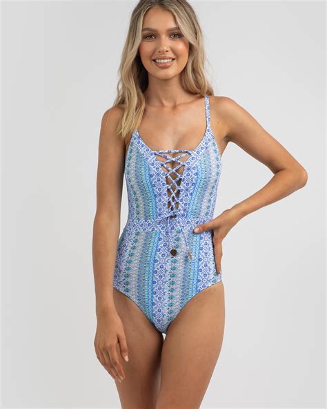 Shop Kaiami Ethereal Tie One Piece Swimsuit In Blue White Fast