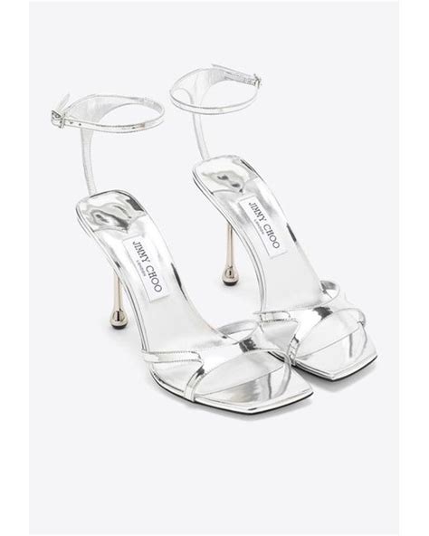 Jimmy Choo Ixia Metallic Leather Sandals In White Lyst