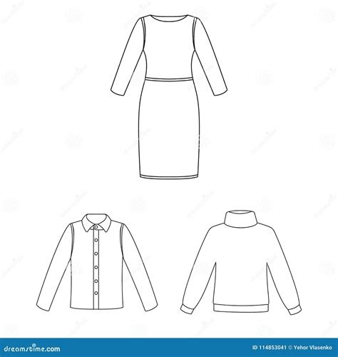 Different Kinds Of Clothes Outline Icons In Set Collection For Design