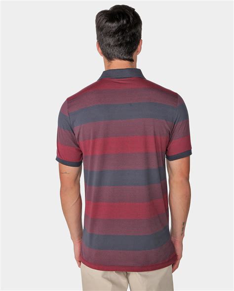 Riachuelo Camisa Polo Masculina Manga Curta Listrada Vermelho Escuro