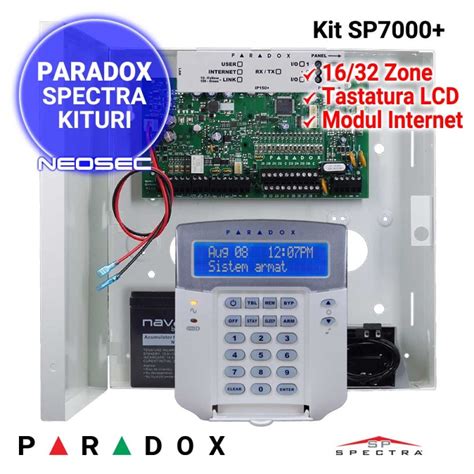 Kit Alarma Paradox Spectra SP7000 Cu Aplicatie BlueEye Neosec Ro