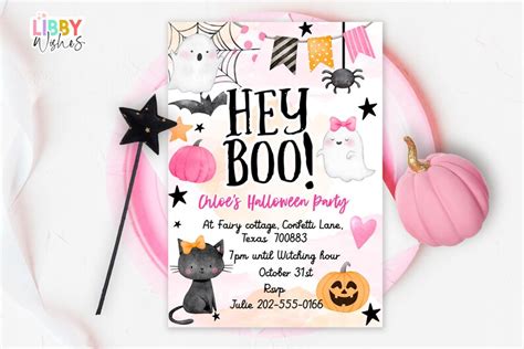 Editable Halloween Birthday Invitation Pink Halloween Party Etsy