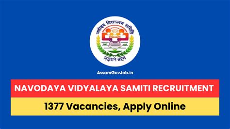 Navodaya Vidyalaya Samiti Recruitment 2024 Apply Online For 1377 Posts