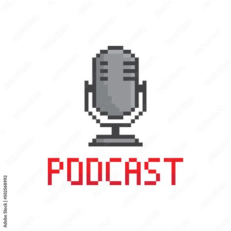 Pixel Podcast Icon Vector Pixel Art Microphone Bit Logo For Game