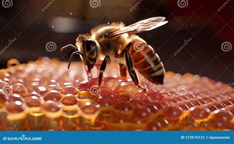 The Art Of Beekeeping A Busy Honeybee Creating Sweet Honey In Its Hexagonal Hive Generative Ai