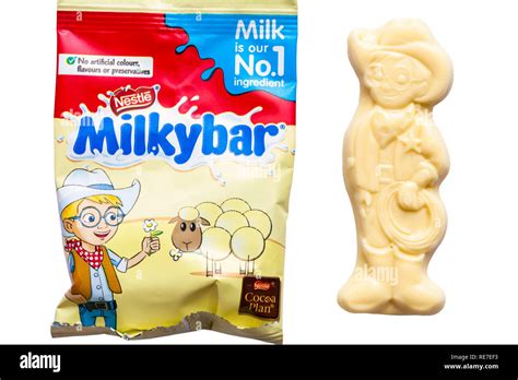 milkybar small bar unwrapped showing Milkybar Kid and bag of milky bar ...