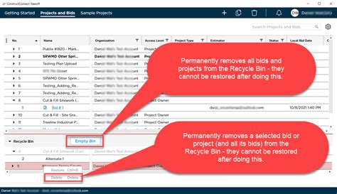 02 07 02 Permanently Deleting Projects Or Bids And Emptying The Recycle