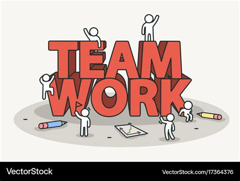 Little white with team work text teamwork Vector Image