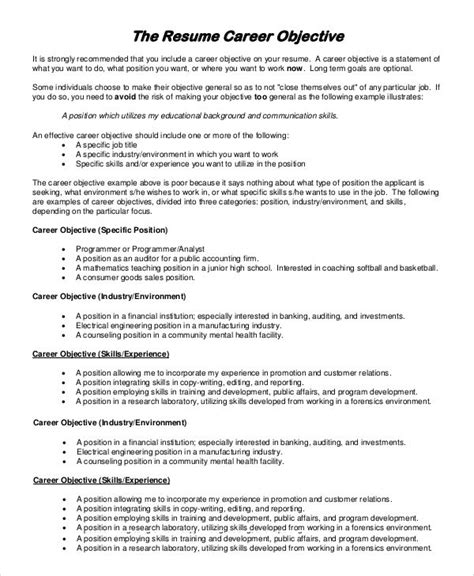 Free Resume Objectives Samples In Ms Word Pdf Resume Objective