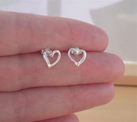 925 Silver Heart Stud Earings Sterling Silver Heart Earrings Heart