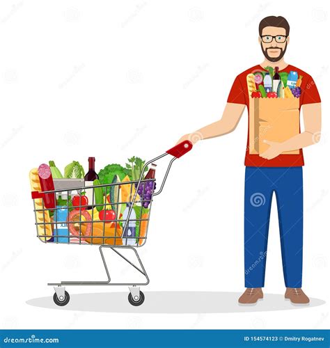 Man Shopping In Supermarket Stock Vector Illustration Of Background