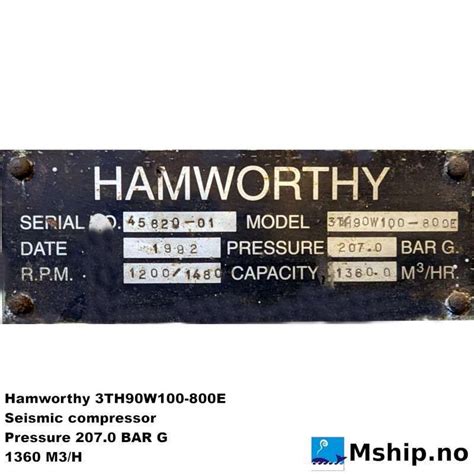 Hamworthy 3TH90W100 800E Seismic Compressor