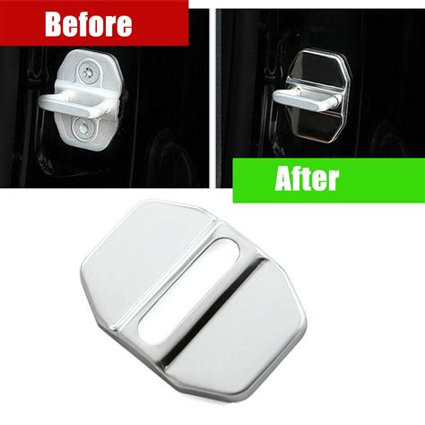 Stainless Steel Car Door Lock Buckle Protector Cover Trim Chrome Car